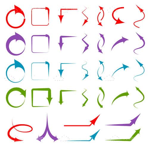 Geometric Shaped Arrows Icon Set